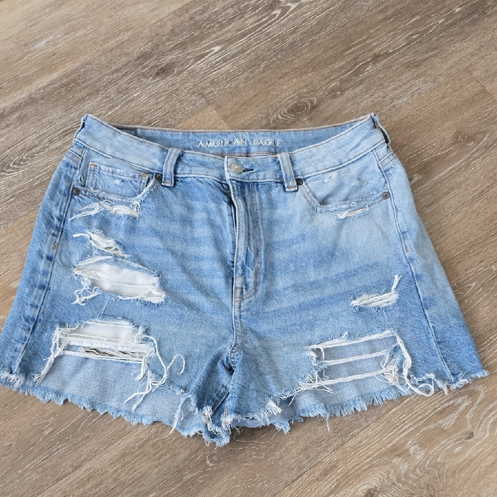 American Eagle Outfitters Light Blue Ripped Jean Shorts